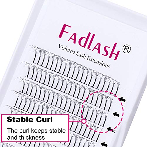 Volumen de Pestañas Rusas 3D 0.10mm C Curl 10mm Pestañas de Tallo Largo Prefabricados Extensiones de Pestañas Premade Volume Lashes Extension(3d-0.10c-10)