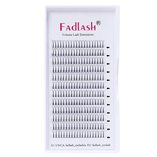 Volumen de Pestañas Rusas 3D 0.10mm C Curl 10mm Pestañas de Tallo Largo Prefabricados Extensiones de Pestañas Premade Volume Lashes Extension(3d-0.10c-10)