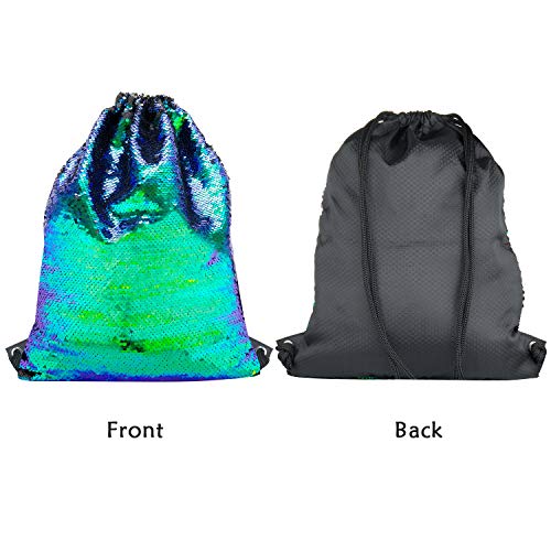 Vordas Mochila de Lentejuelas Bolsa, Mochila con Cordón Deportiva Bolso de Lentejuelas Sirena Reversible Deportes al Aire Libre, para Niñas, Mujeres y Niños, 40 × 33 cm