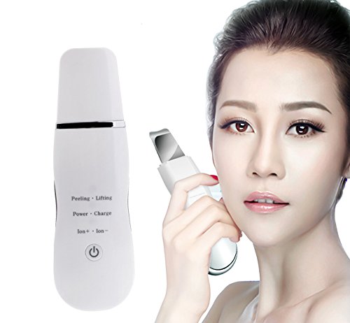 VOUMEY Dispositivo ultrasónico de limpieza de la piel facial Eliminación de la espinilla Máquina de depuración de la pala Exfoliante facial Limpiador Instrumento Limpiador de poros (blanco)