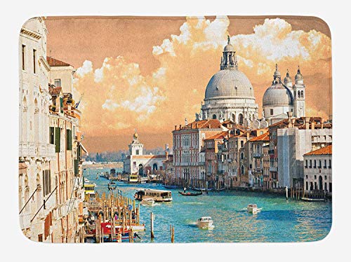 vrupi Alfombras baño Europeas Venecia Italia Gran Canal histórico Estilo Ciudad Europea Torre Ciudad Alfombra Oficina Estampado Boho alfombras Villa Alfombra Estudio Tela 40x60cm
