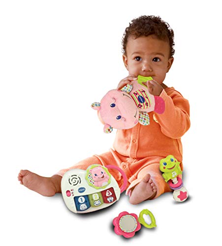 VTech - Canastilla de juguetes, estuche de regalo para bebé recién nacido que incluye peluche mordedor, sonajero, piano interactivo y espejo de seguridad, color rosa (80-522057)