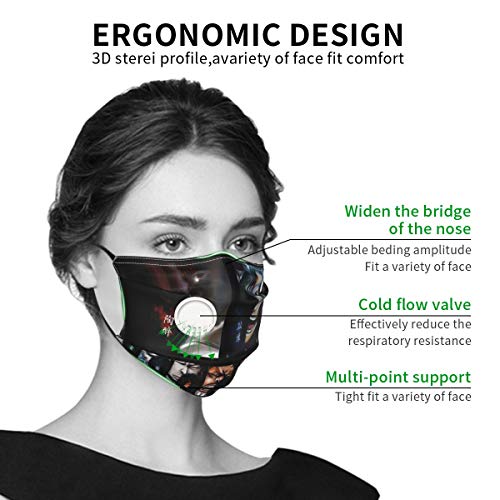 VTYOSQ Bleach Espada Zommari Rureaux Nnoitra Gilga Grimmjow Jaegerj Balaclava Bandanas con válvula de respiración con 6 filtros de carbono PCS