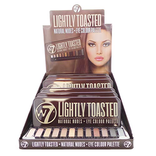 W7 Lightly Toasted Natural Nudes Eye Colour Palette Display Set, 6 Pieces plus Display Tester