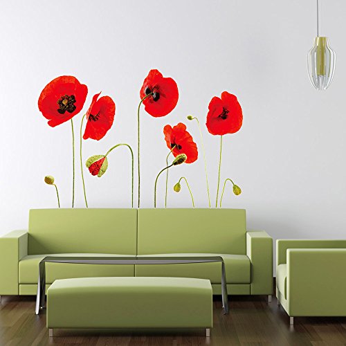 Walplus - Vinilos Adhesivos de Quita y pon, diseño de Amapola, Transparentes