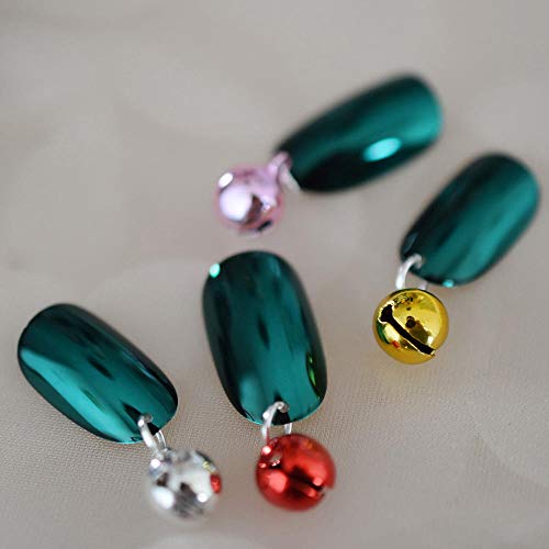 Wangguifu Feliz Navidad Tema Manicura Consejos Bell Verde Metal Ovalado Uñas Postizas Decoración Personalizada Consejos De Manicura 24Pcs Nueva Venta Caliente
