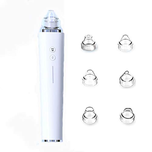 WANGT Limpiador de Poros, removedor de espinillas eléctrico Herramienta de espinillas Medidor de espinillas Visual Aumento de 20 Veces Carga USB 3 Modos 6 reemplazables Propina,Blanco