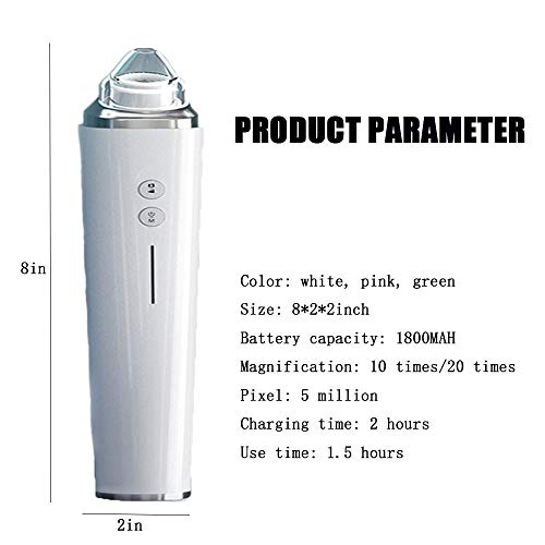 WANGT Limpiador de Poros, removedor de espinillas eléctrico Herramienta de espinillas Medidor de espinillas Visual Aumento de 20 Veces Carga USB 3 Modos 6 reemplazables Propina,Rosado