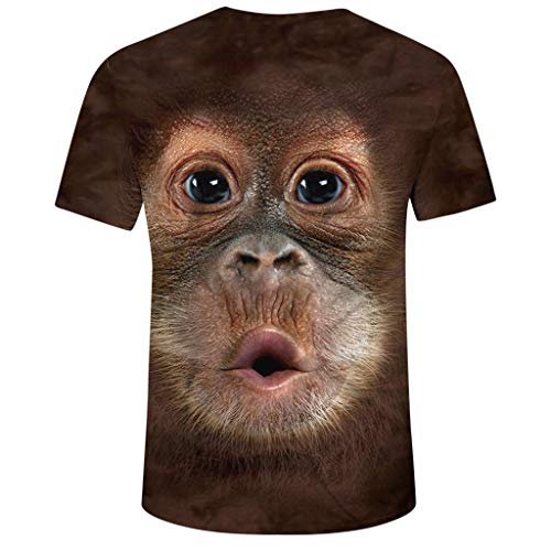 waotier Hombres Primavera Verano ImpresióN 3D O-Cuello De Manga Corta Camiseta Tops Blusa con Estampado De OrangutáN