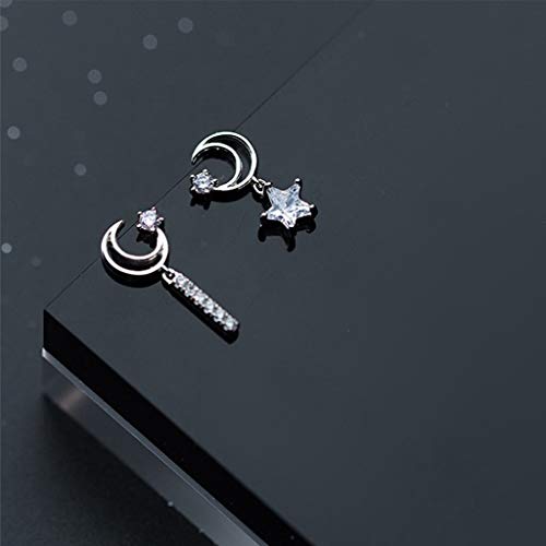 WARMWORD Pendientes para Mujer y niña, diseño de Luna y Estrella Metálico Simple Anillo Exterior de Forma Irregular Amor Acrílico Pendientes Joyas de Mujer Regalo de cumpleaños
