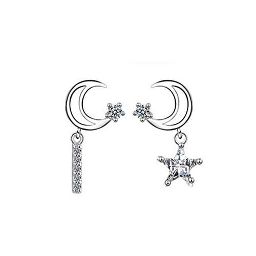 WARMWORD Pendientes para Mujer y niña, diseño de Luna y Estrella Metálico Simple Anillo Exterior de Forma Irregular Amor Acrílico Pendientes Joyas de Mujer Regalo de cumpleaños