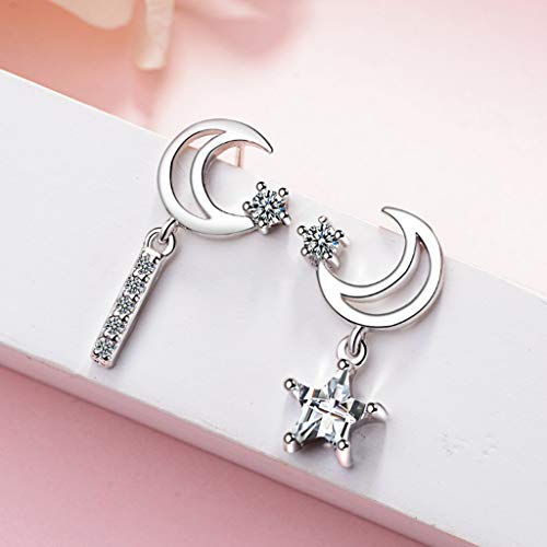 WARMWORD Pendientes para Mujer y niña, diseño de Luna y Estrella Metálico Simple Anillo Exterior de Forma Irregular Amor Acrílico Pendientes Joyas de Mujer Regalo de cumpleaños