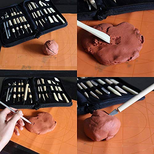 Wartoon, 22 piezas, todo en uno, herramientas de modelado de arcilla de madera Sculpey Sculpture, kit de herramientas de cerámica con estuche de almacenamiento conveniente