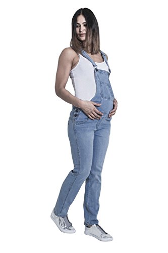 Wash Clothing Company Grace Peto de Premamá - Luz Azul Peto Vaquero de Embarazo Peto Mujer GRACEPW (EU 44)
