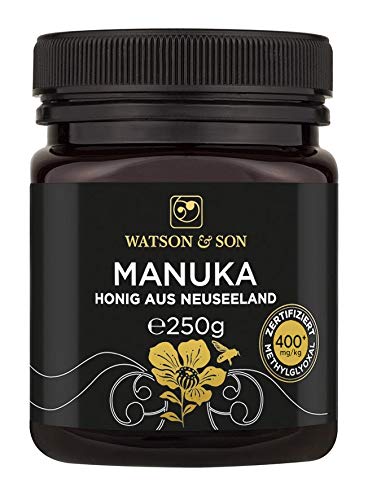 Watson & Son Miel de Manuka MGO 400+ 250g, Calidad Premium Certificada de Nueva Zelanda, Pura y natural