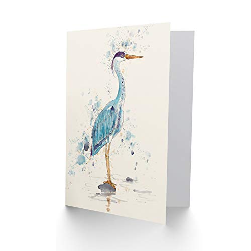 Wee Blue Coo Heron Watercolour Greetings Card Cp3219 Héroe Acuarela