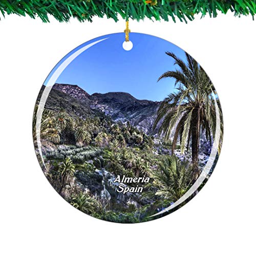 Weekino España Nihal Nature Park Almeria Navidad Ornamento Ciudad Viajar Recuerdo Colección Doble Cara Porcelana 2.85 Pulgadas Decoración de árbol Colgante