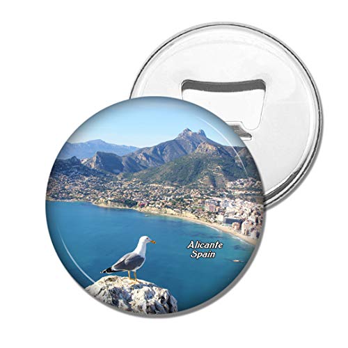 Weekino Imán de refrigerador España Gaviota Calpe Alicante Cerveza Abrebotellas Viajar Recuerdo Colección Etiqueta engomada Fuerte del refrigerador Regalo
