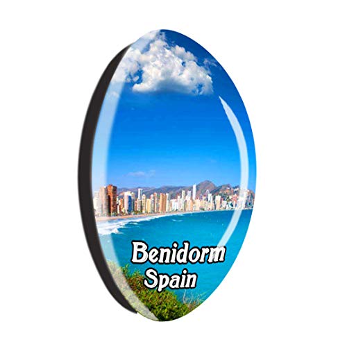 Weekino Levante Beach Benidorm España Imán de Nevera Nevera de Cristal 3D Ciudad Turística Viaje Colección de Recuerdos Regalo Fuerte Etiqueta Engomada del refrigerador