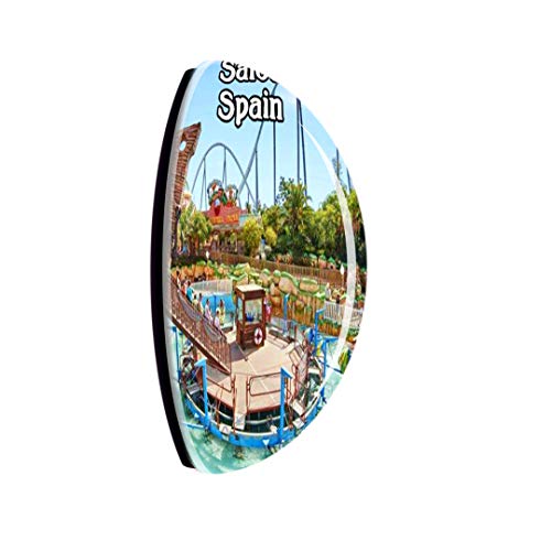 Weekino Port Aventura Park Salou España Imán de Nevera Cristal 3D Cristal Ciudad Turista Recuerdo de Viaje Colección Regalo Fuerte Refrigerador Etiqueta