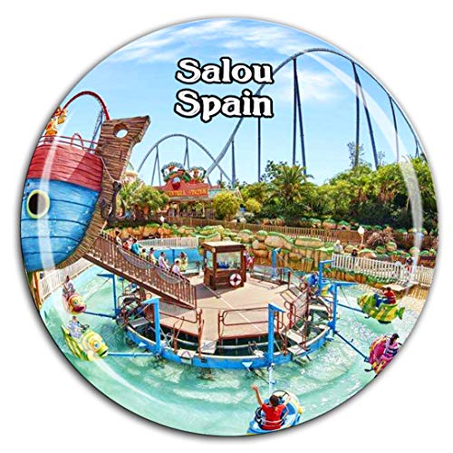Weekino Port Aventura Park Salou España Imán de Nevera Cristal 3D Cristal Ciudad Turista Recuerdo de Viaje Colección Regalo Fuerte Refrigerador Etiqueta