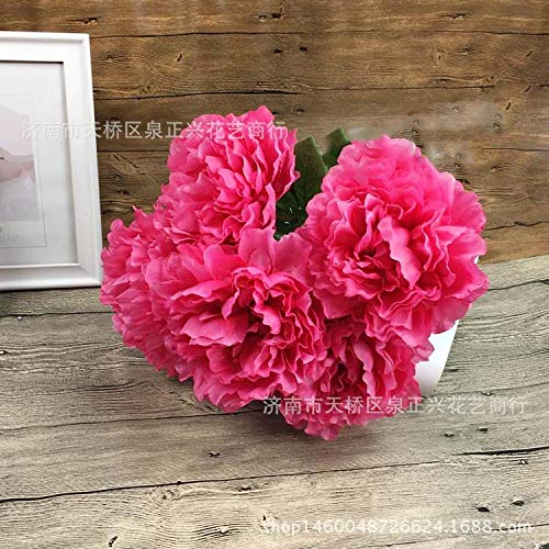 WEFLOWERSFlor Falsa Decorativa_5 Principales peonías imperiales Ramo de Flores Artificiales Flor Decorativa Boda Boda exportación Sala Pantalla @ Verde