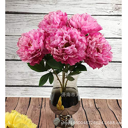 WEFLOWERSFlor Falsa Decorativa_5 Principales peonías imperiales Ramo de Flores Artificiales Flor Decorativa Boda Boda exportación Sala Pantalla @ Verde