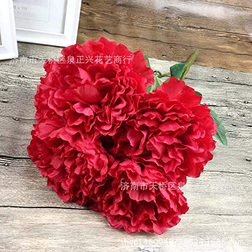WEFLOWERSFlor Falsa Decorativa_5 Principales peonías imperiales Ramo de Flores Artificiales Flor Decorativa Boda Boda exportación Sala Pantalla @ Verde