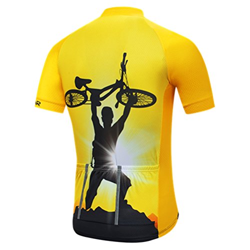 weimo Star Hombres Sportswear – Rueda Maillots de Manga Corta Ropa Deportiva bicicleta Top Hombres MTB Jersey transpirable verano negro verde, Hombre, color Schwarzes Gold, tamaño extra-large