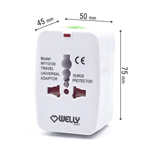 Welly Enjoy IT WY13100 - Adaptador Compacto de Viaje Universal para Enchufes Eléctricos, Color Blanco