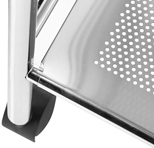 Wenko 12285100 Carrito con Ruedas Cromo - Carro de baño, Acero, 41 x 75 x 32 cm, Cromo