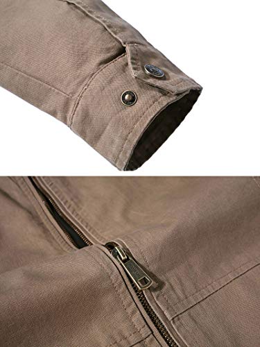 WenVen Chaqueta Militar Entretiempo Vaquera Hombres Caqui Medium