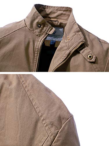 WenVen Chaqueta Militar Entretiempo Vaquera Hombres Caqui Medium