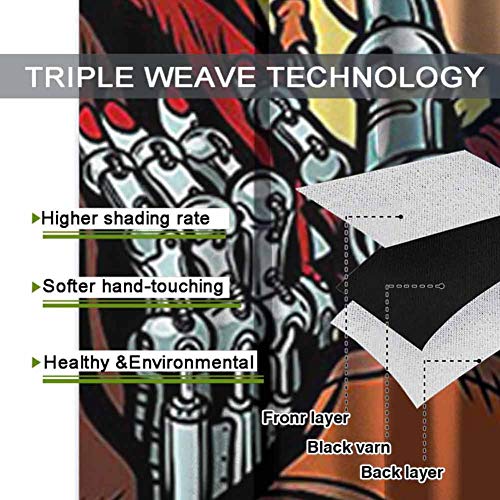 Western Decor - Cortinas para oscurecer habitación para dormitorio Steampunk Robots estilo occidental Cowboy besos a la chica ilustración mantener un buen sueño amarillo y marrón W63 x L63 pulgadas