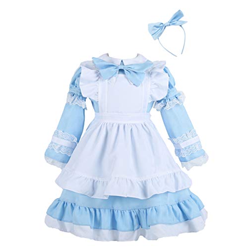 wetry Disfraz de Alicia en el país de Las Maravillas para Adultos y Niñas, Disfraz de Sirvienta Japonesa Vestido de Cosplay de Lolita Mama y Hija Disfraz