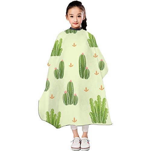 Wfispiy Botanicals Pattern Set of Cactus Background 100 x 120 CM Delantal para niños Barber Cape Cape Hair Cutting