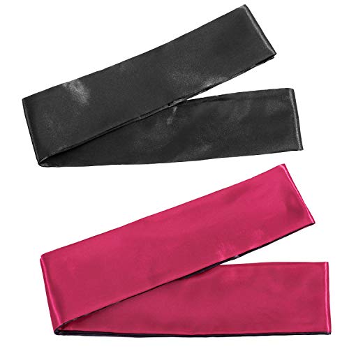 Whaline - Juego de 2 fundas de satén para dormir (seda con los ojos vendados para regalo de San Valentín, 150 cm), color negro y negro