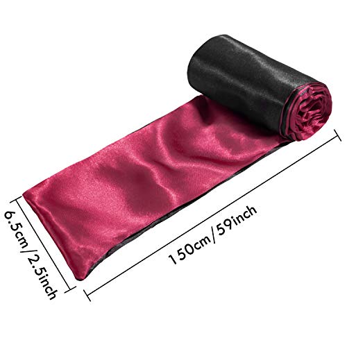 Whaline - Juego de 2 fundas de satén para dormir (seda con los ojos vendados para regalo de San Valentín, 150 cm), color negro y negro