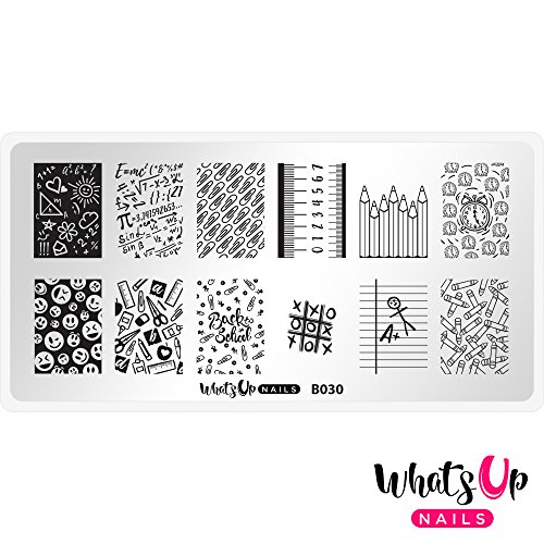 Whats Up Nails - B030 School's In Session Stamping Plate for Back To School Nail Art Design