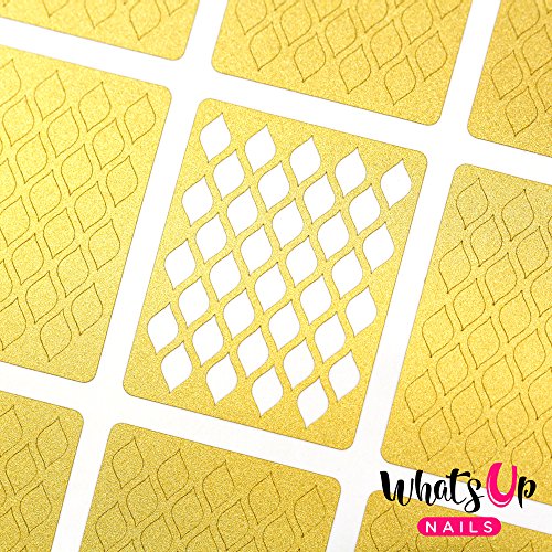 Whats Up Nails - Fishnet Vinyl Stencils for Nail Art Design (1 Sheet, 12 Stencils)