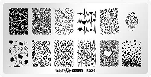 Whats Up Nails - Valentine's Day Stamping Plates 2 pack (B024, B041) for Nail Art Design