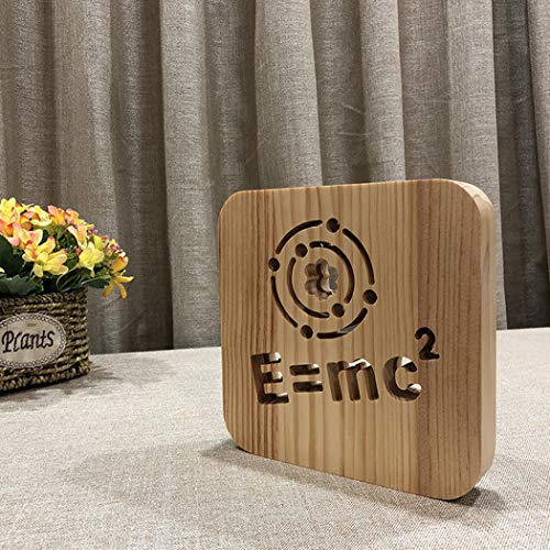 W&HH Lámpara 3D USB LED Luz de Noche Talla de Madera Maciza Hollow Lámpara de Mesa Creativa Regalo Hermoso Decoración de la Oficina en casa Juguete (Fórmula)