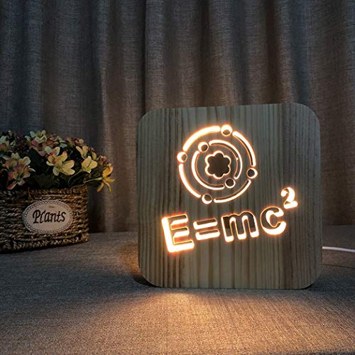 W&HH Lámpara 3D USB LED Luz de Noche Talla de Madera Maciza Hollow Lámpara de Mesa Creativa Regalo Hermoso Decoración de la Oficina en casa Juguete (Fórmula)