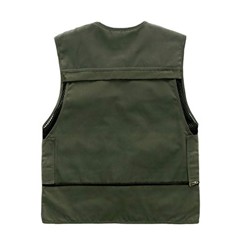 W&HH SHOP Fotografía de la Chaqueta de los Hombres de Gilet Exterior de Malla Multi-Bolsillos del Chaleco de Caza Que acampa Pesca Viajar Chaleco,D,L