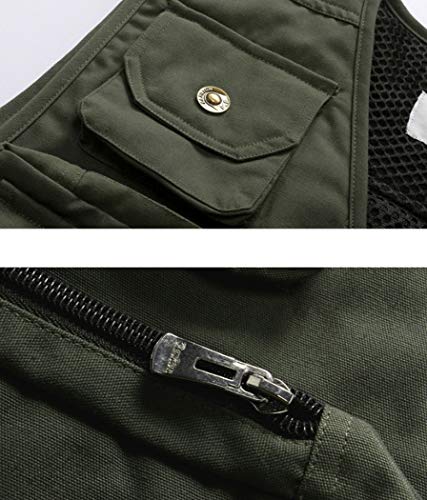 W&HH SHOP Fotografía de la Chaqueta de los Hombres de Gilet Exterior de Malla Multi-Bolsillos del Chaleco de Caza Que acampa Pesca Viajar Chaleco,D,L