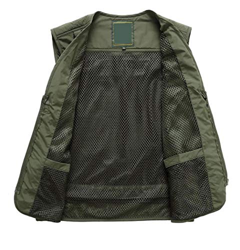 W&HH SHOP Mens Fotografía de Camping al Aire Libre Caza Pesca Chaleco Multibolsillos de Nylon de algodón Chaleco Chaqueta Chaleco Chaleco,F,XXL