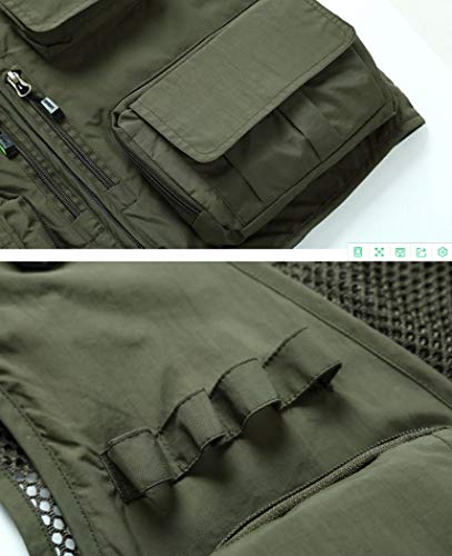 W&HH SHOP Mens Fotografía de Camping al Aire Libre Caza Pesca Chaleco Multibolsillos de Nylon de algodón Chaleco Chaqueta Chaleco Chaleco,F,XXL