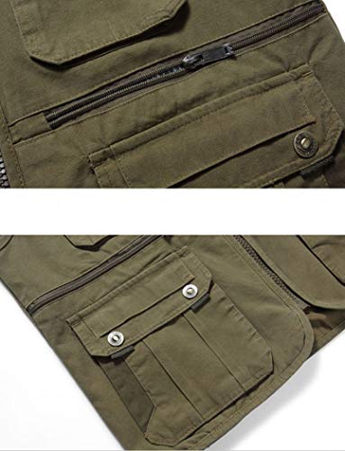 W&HH SHOP Mens Multi-Bolsillo del Chaleco al Aire Libre Suelta más el Camping Fotografía Caza Pesca Chaleco Gilet,E,XL