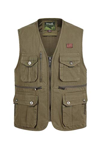 W&HH SHOP Mens Multi-Bolsillo del Chaleco al Aire Libre Suelta más el Camping Fotografía Caza Pesca Chaleco Gilet,E,XL