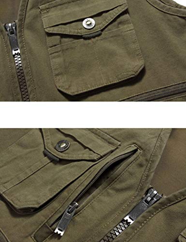 W&HH SHOP Mens Multi-Bolsillo del Chaleco al Aire Libre Suelta más el Camping Fotografía Caza Pesca Chaleco Gilet,E,XL